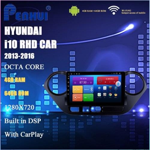 Car DVD For Hyundai I10 (2013-2016) RHD Car Radio Multimedia Video Player Navigation GPS Android 10.0 Double Din