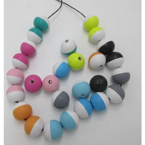 Free shipping! Newest Diy 2-tones Handpainted Round Wood Beads necklace Can mixed 9 colors 5 sizes available