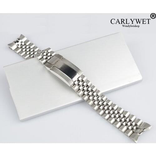 CARLYWET 20mm 316L Steel Replacement Wrist Watch Band Strap Bracelet Jubilee With Oyster Clasp For Rolex GMT Master II