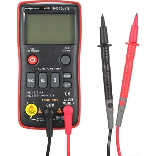 RICHMETERS AC/DC Voltage RM408B True-RMS Digital Multimeter Button 8000 Counts With Analog Bar Graph Temperature Sensor Test