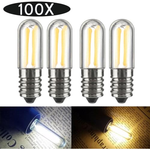 100Pcs Dimmable Mini E14 E12 LED Fridge Freezer Filament Light COB Bulbs 1W 2W 4W Lamp 110V 220V Lamps Lighting