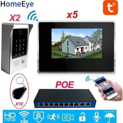 TuyaSmart App Wifi Video Door Phone IP Video Intercom System Touch Screen Code Keypad/IC Card Security Unlock Access Control 2-5