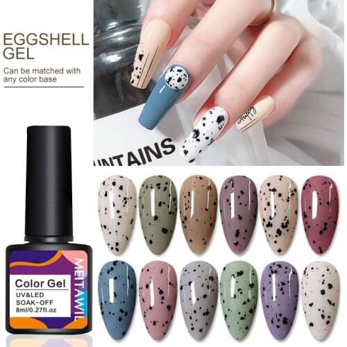 2PCS Sets 8ml Gel Nail Polish Quail Egg Effect Varnishes For Nails Art Eggshell Hybrid Design Base And Top Coat For Gel Polish