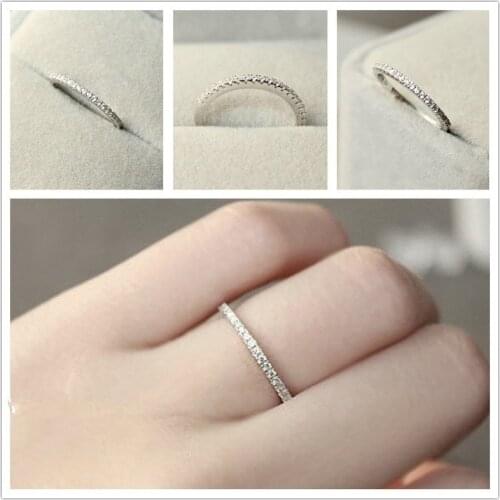 Dainty And Cute Rhinestone Ring Solid Rose Gold CZ Elegant Thin Sparkly Ring For Woman Jewelry Wedding Engagement Gifts