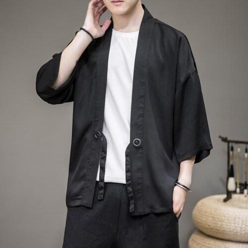 Mens Cotton Linen Kimono 5XL Leisure Cardigan Outwear Haori Japanese Jackets Thin Coat Traditional Clothing tang suit new