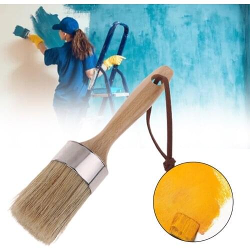 Round Chalk Paint Wax Brush with Ergonomic Wooden Handle Natural Bristle Brushes