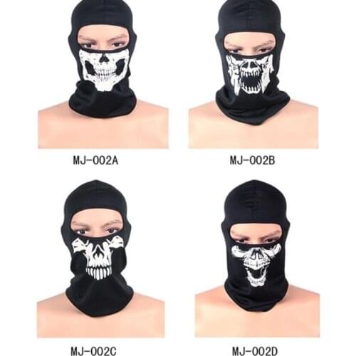 Skull Head Print Face Mask Outdoor Bike Motorcycle Cycling Ghost Turban Hood Tactical CS Hunting Hat Anti UV Balaclava Cap