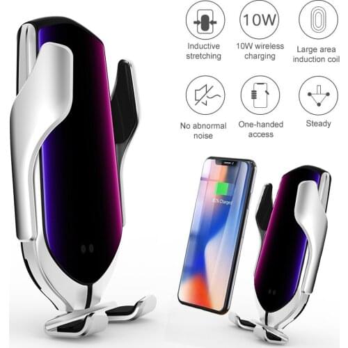 Multi-Function R1 Automatic 10W Car Wireless Fast Charger Infrared Induction Qi Wireless Charger Car Phone Holder For iPhone