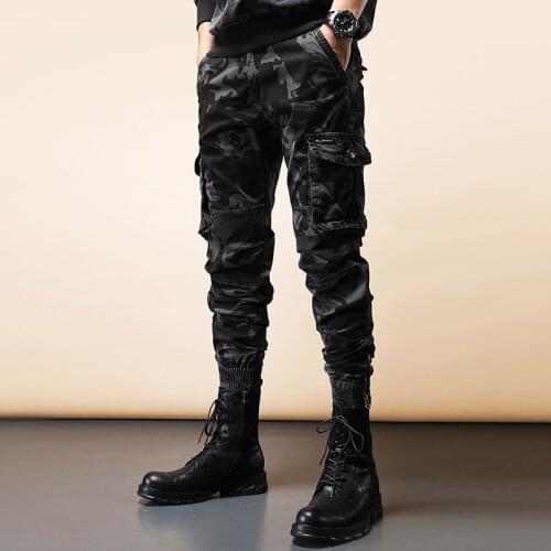 Military Tactical Cargo Pants Men Fashion Camouflage Side Pockets Cotton Loose Trousers