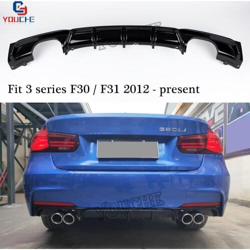 MT Style Rear Bumper Diffuser Lip for BMW F30 F31 Sedan 2012 + 320i 325i 330i 335i with M sport edition Back Lip