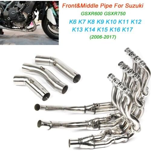 Motorcycle Front Pipe With Middle Tube Stainless Steel Exhaust System Silp on For Suzuki GSXR600 GSXR750 2006-2017