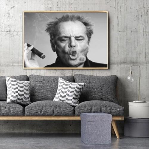 Jack Nicholson Cigar Poster Wall Art Prints Black And White Figure Canvas Paintings Photo Wall Picture Art Decoration No Frame