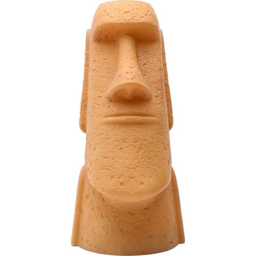 Resin Easter Island Moai Ornament Night Light, Battery Powered, Warm Yellow Light, Easter Island Statue Bedside Light Decoration