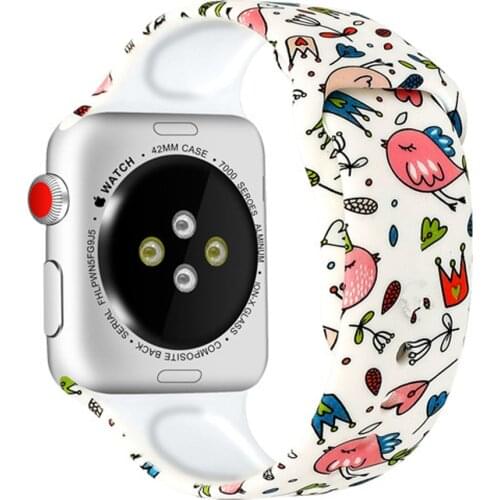 Strap For Apple Watch 4 3 5 6 se Printed silicone wristband bracelet correa for apple Watch band 44mm 40mm iwatch band 42mm 38mm
