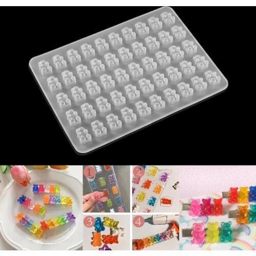 Cartoon Bear Silicone Mold Gummy Bear Shape Mould Epoxy Resin Jewelry Making Crafts Tool for Earrings Necklace Keychain Pendants