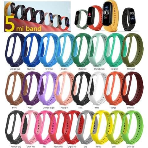 Silicone Pink Bracelet for xiaomi mi band 5 strap Wristband Watchband Replacement Smartwatch Wristbands Accessories Wrist Straps