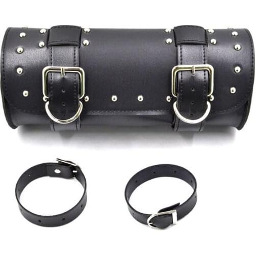 Discount! Saddlebags for Motorcycle Bag Cruiser Tool Bag Fork Barrel Shape Handlebar Front Fork Bag Black Pannier saddle bags