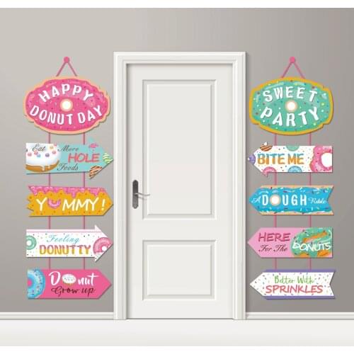 Happy Donut Day Baby Party Decorations Sweet Donuts Hanging Banner Door Couplet for Birthday Baby Shower Party Supplies