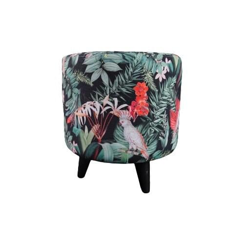 Solution Furniture Puff Green Black Parrot Pattern