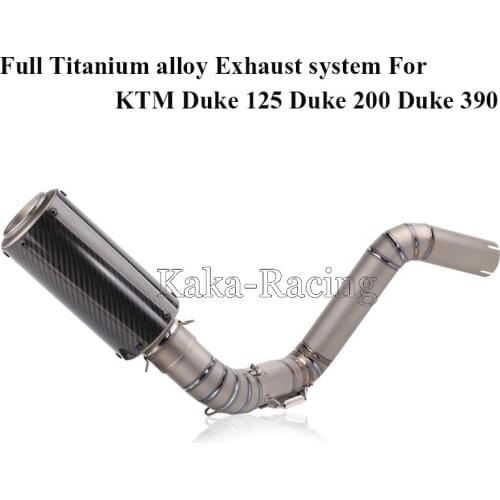 For KTM Duke 125 Duke 200 Duke 390 2011 to 2016 Exhaust Muffler Full Titanium Alloy System Leak Pipe Slip-On carbon fiber Tail