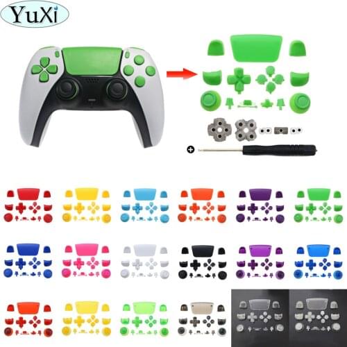 YuXi R1 L1 R2 L2 Buttons For PS5 controller Set Trigger Dpad Thumbstick For PS5 Controller Rubber Conductive Button With Tool