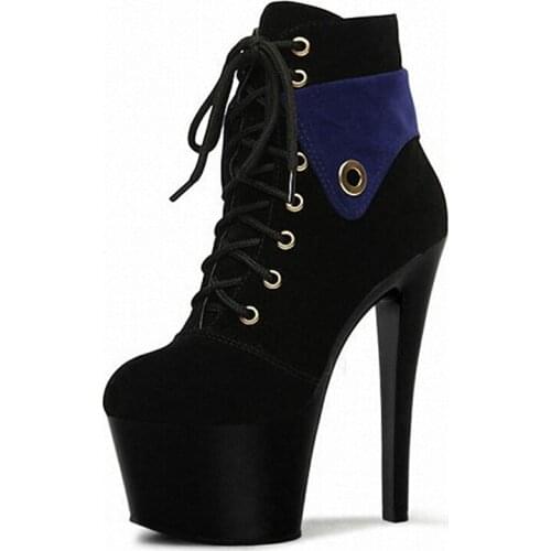 17CM Women Brand Designer Round Toe Riding Boots Lady New Lace Up Platform Ankle Shoes Girl Fashion Square Heel Motorcycle Boots