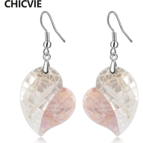 CHICVIE Pink Earrings With Stones For Women Temperament Simple Fashion Personality Wild Bend Love Shell Jewelry Earing SER170055