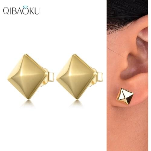 925 Sterling Silver Hoop Earring Gold Color Geometric Square Zircon Ear Jewelry Sweet Simple Noble Gift Earrings for Women