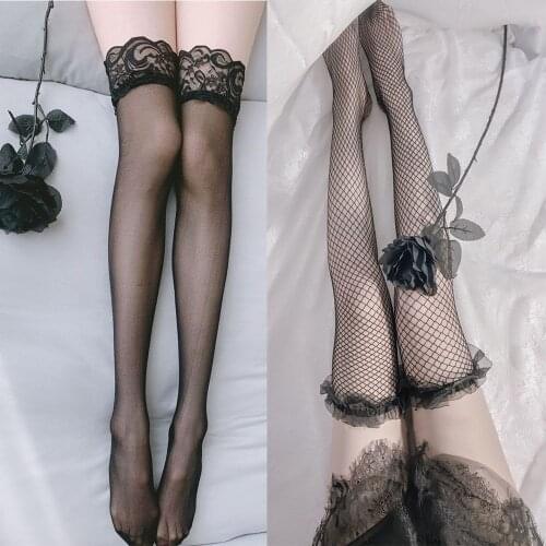 1Set Summer HotLady Black Solid Stocking Sexy Lace Top Thigh-Highs Stockings+Suspender Garter Belt Party Gifts