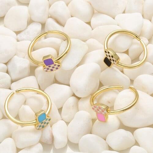 ZHUKOU Gold color Cute Mushroom Ring for Women Summer Trendy Dripping oil Enamel Opening Ring Fashion Jewelry Wholesale VJ195