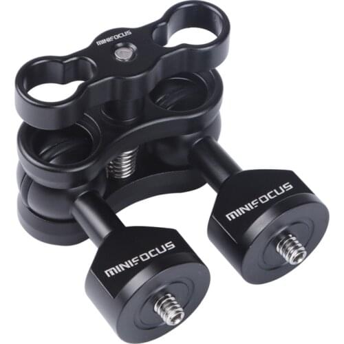 1'' Ball Clamp Adapter with Two 1/4" Screw Ball head For Monitor accessory mount arm system Underwater Camera Arm Tray Diving