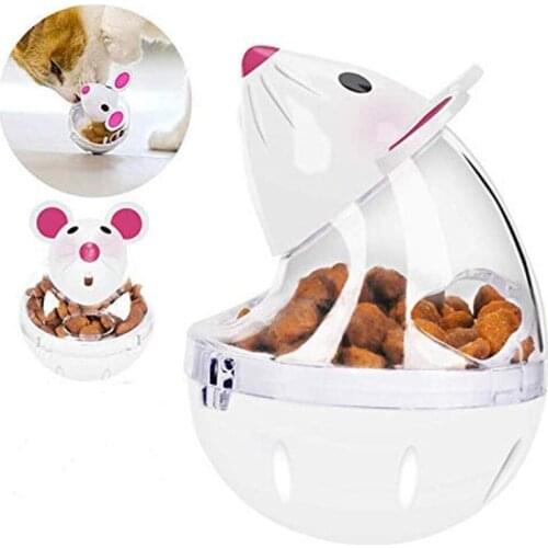 1 Pcs Mouse Tumbler Cat Feeder Toy Puzzle Interactive Dog Food Ball Treat Dispenser For Pet Play Training Food Leaker Ball Toy