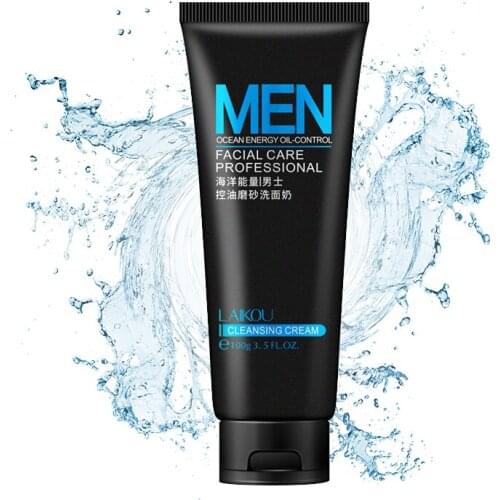 100g Mens Oil Control Scrub Facial Cleanser Moisturizing Brighten Hydrating Shrink Pores Deep Cleaning Refreshing Face Care