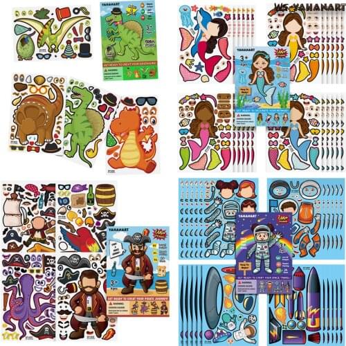 24 Sheets Make Your Own Sticker Make A Face Stickers Set with 4 Styles Birthday Party Favors Games Supplies for Children Kids