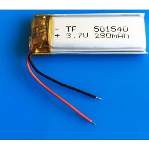 280mAh 3.7V Polymer lithium Lipo ion battery rechargeable 501540 customized wholesale CE FCC ROHS MSDS quality certification