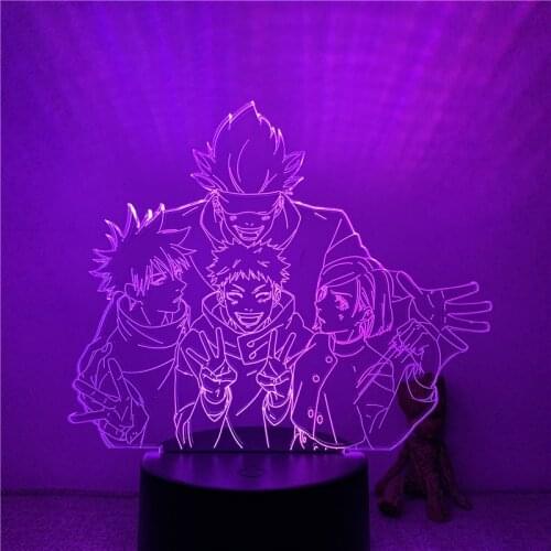 3D Lamp Anime Jujutsu Kaisen Gojo Satoru Nobara Smile LED NightLight Figure 7 Colors Touch Table Bedroom Decor Night Light