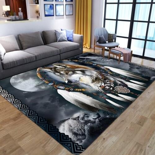 3D Cartoon Wolf Printed Carpet Child Game Area Rug Baby Play Mat Soft Flannel Memory Foam Kid Room Gamer Carpets for Living Room