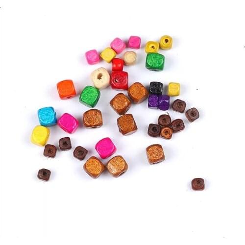 50/100pcs 4mm 6mm Square Wood Beads Craft for DIY Earring Bracelet Jewelry Making Findings Natural Color Wooden Spacer Bead