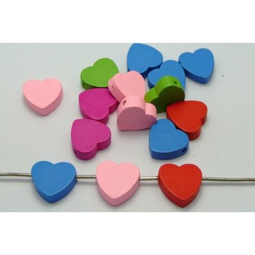 80 Mixed Bright Candy Color 16X18mm Heart ~Wooden beads