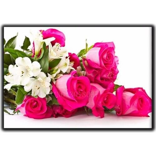 Diamond Mosaic Diy Diamond Embroidery Lily & Fuguizhu And Rose Full Diamond Painting Cross Stitch Floral Rhinestone Decorations