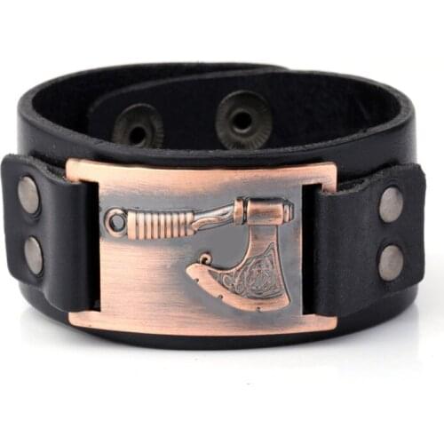 Personality Jewelry Design Women Men Viking Bracelet Cool Axe Pattern Leather Bangle Gift Choose Provide Dropshipping