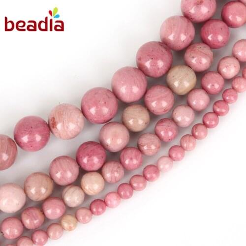 Fit Women DIY Bracelet Necklace 4 6 8 10mm Pink Natural Rhodochrosite Stone Beads For Fashion Men Jewelry Making Strand 15