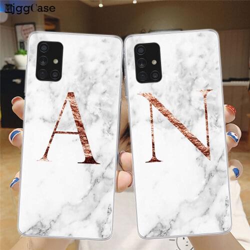 Custom Name Golden Letter Monogram Soft Phone Case For Samsung Galaxy A52 A02 A12 A32 A42 A72 4G 5G Clear Back Cover