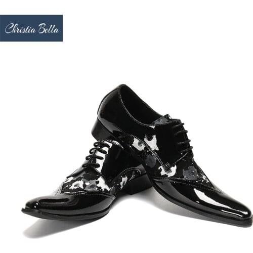 Christia Bella Italian Style Leather Shoes for Men Wedding Dress Shoes Plus Size Summer Breathable Business Casual Shoes