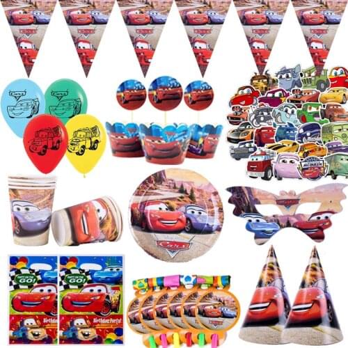 Disney Cars Lightning Mcqueen Kids Boys Birthday Party Supplies Disposable Tableware Plate Cup Card Baby Shower Party Decoration