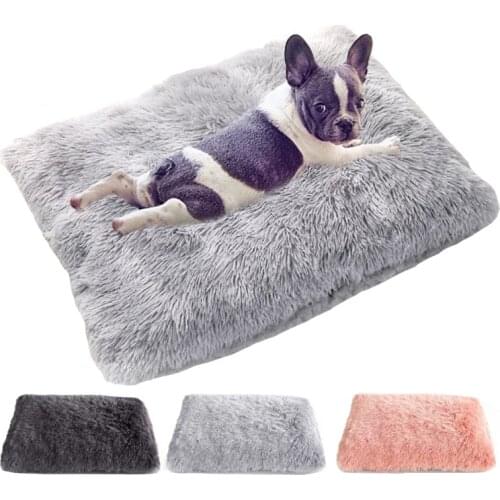 Long Plush Dog Bed Pet Cushion Blanket Soft Fleece Cat Cushion Puppy Chihuahua Sofa Mat Pad for Small Large Dogs Pet Supplies