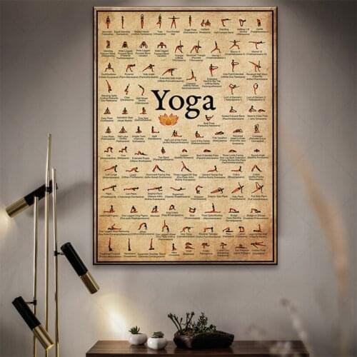 Home Exercise Gym Yoga Ashtanga Chart Pose Health Poster Wall Art Canvas Painting Yoga Print Living Rom Home Wall Decor