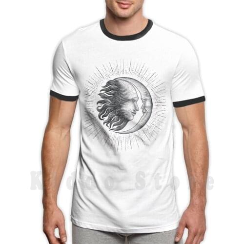 Moon&Sun T Shirt Diy Big Size 100% Cotton Moon Sun Love Lovely Hug Kiss Honey Happy Birthday Love Mum Dad Baby Kids Toy White