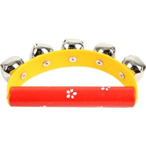 Instruments unisex cheering stick Wooden Toys Baby Kindergarten Semicircle Five Hand Bell Hit The Dance Musical Instruments