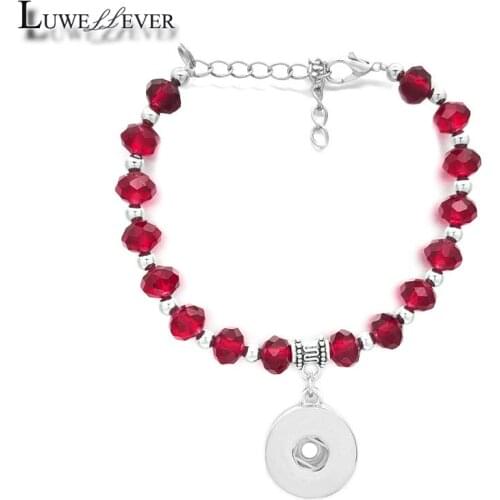 Luwellever Candy Colors Bead 206 Strand Bracelet 18mm Snap Button Acrylic Bangle Fashion Charm Jewelry For Women Gift